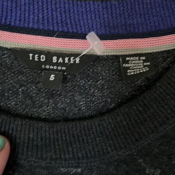 Size 5 Gray + Silver Ted Baker Crew Neck Sweater - Picture 3 of 8